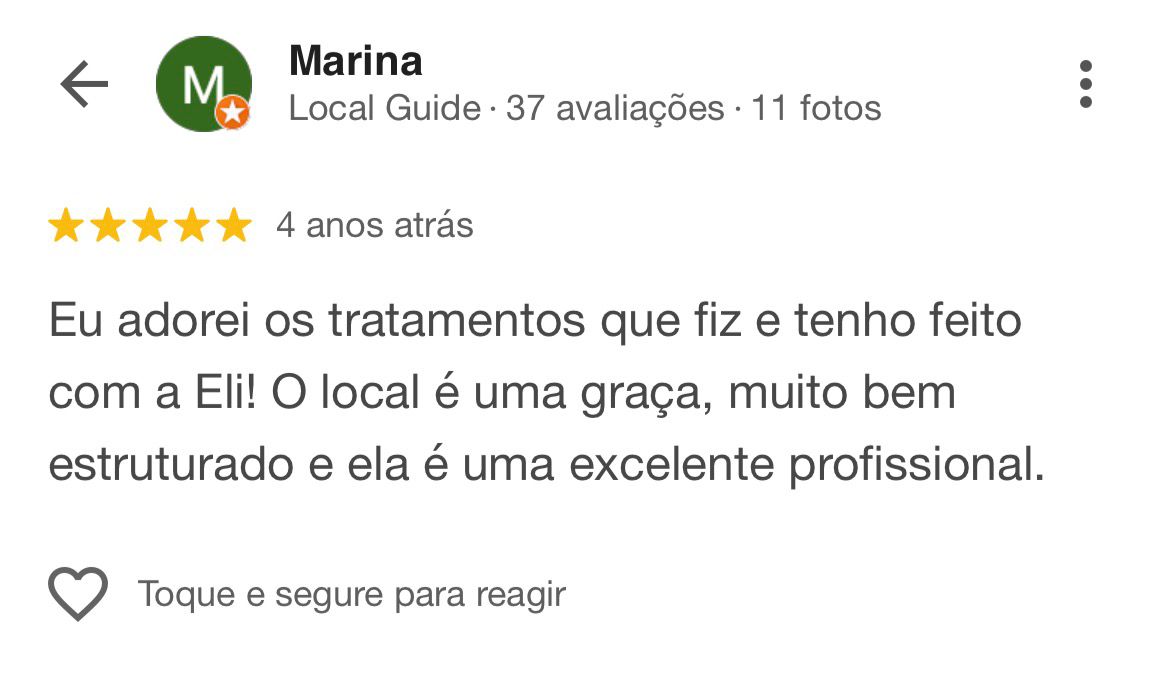 Avaliação de Marina no Google