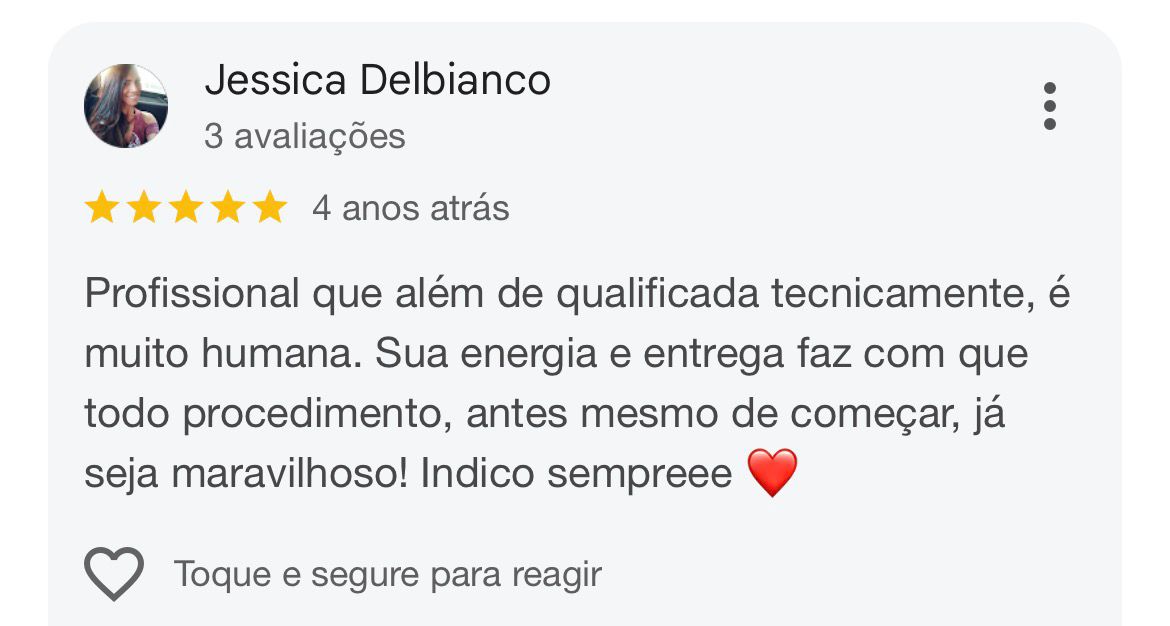 Avaliação de Jessica Delbianco no Google